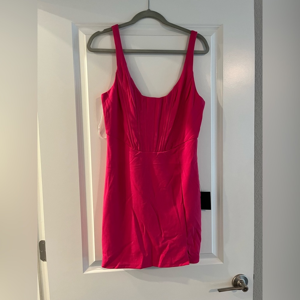 Flirtatious Sensation Hot Pink Corset Bodycon Mini Dress